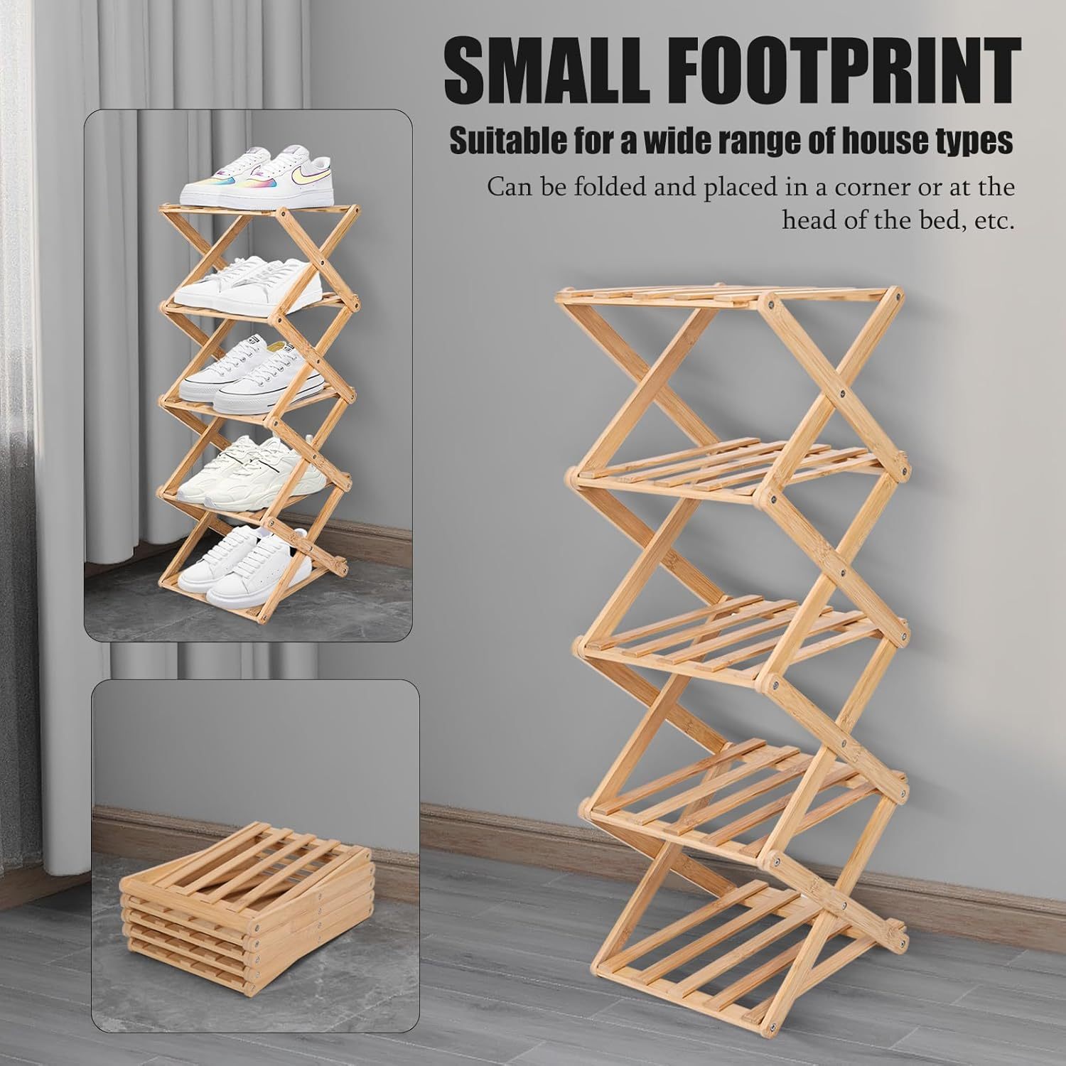 The 9-Tier No-Assembly Bamboo Rack !🌿👟