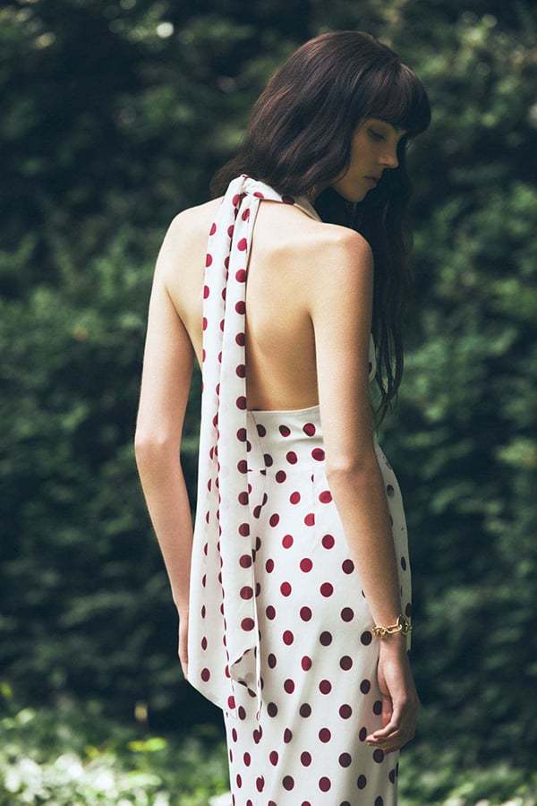 Women’s Halter Chiffon Polka Dot Maxi Dress