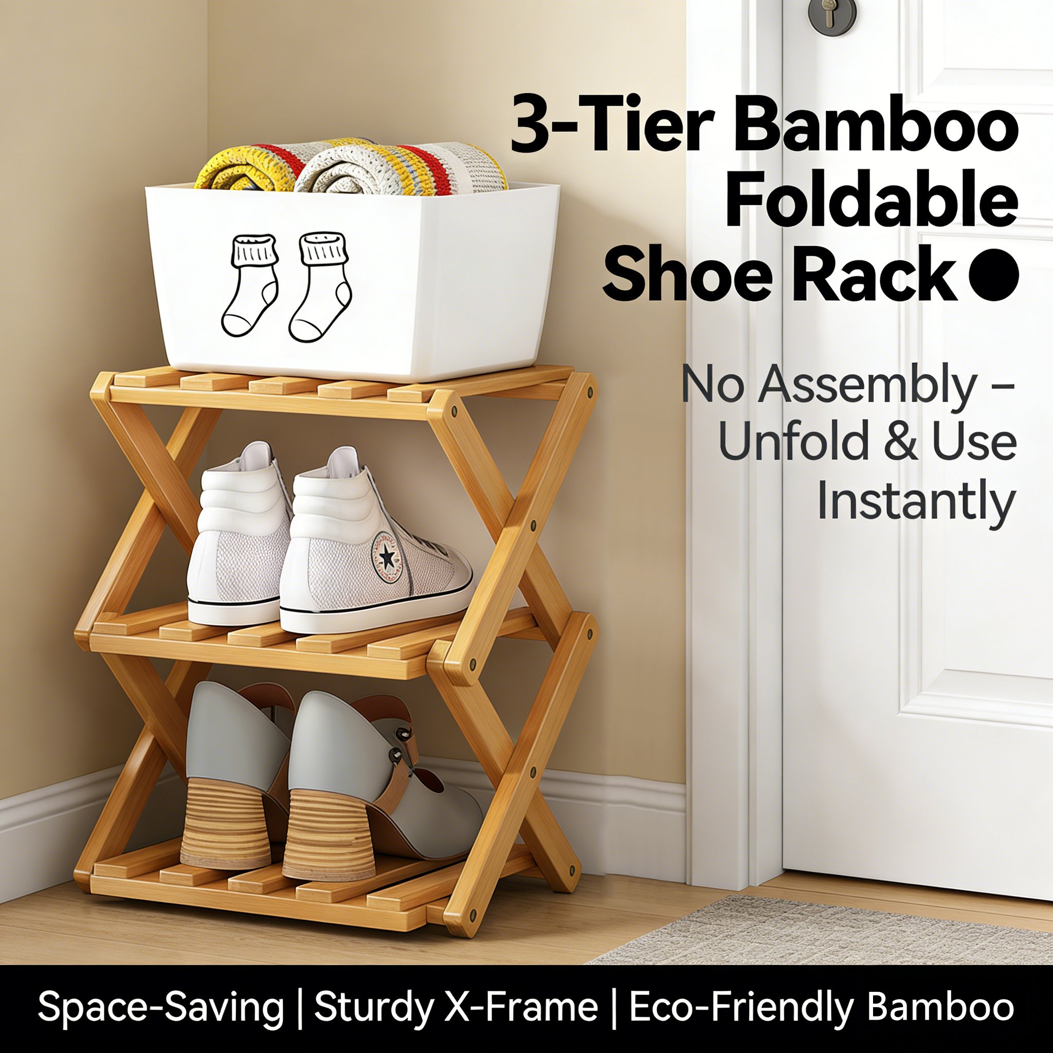 The 9-Tier No-Assembly Bamboo Rack !🌿👟