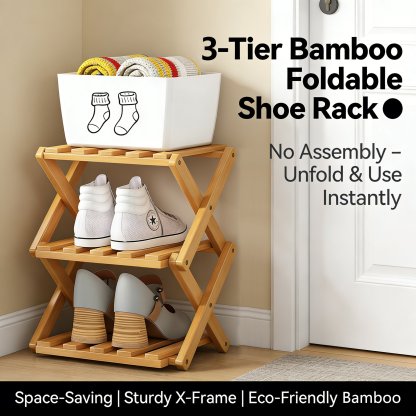 The 9-Tier No-Assembly Bamboo Rack !🌿👟