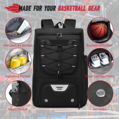 🏀 Basketball Backpack with Ball Holder & Shoe Compartment