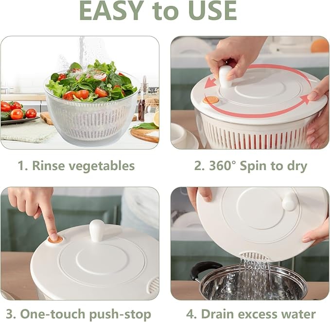 🥗 Large Capacity Salad Spinner Set with Multi-Blade Prep System