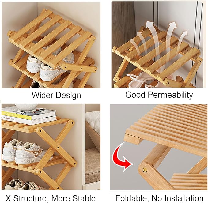 The 9-Tier No-Assembly Bamboo Rack !🌿👟