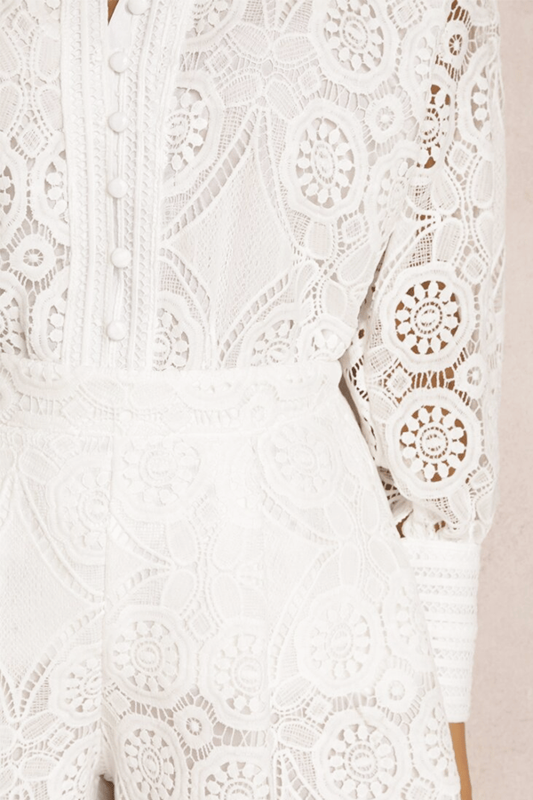 Summer Eyelet Lace Two Piece Shorts Set – Long Sleeve Embroidered Outfit(Buy 2 Free Shipping)