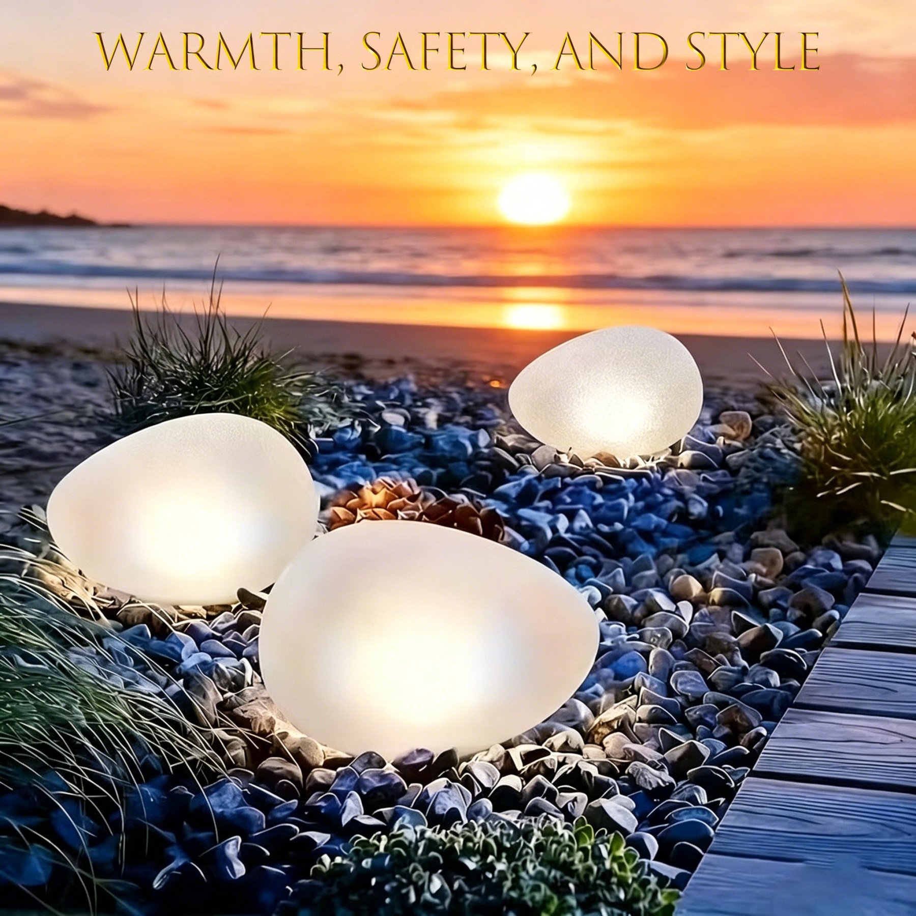 🌙 Outdoor Solar Pebble Lawn Light