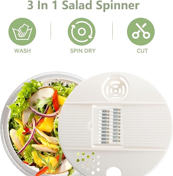 🥗 Large Capacity Salad Spinner Set with Multi-Blade Prep System