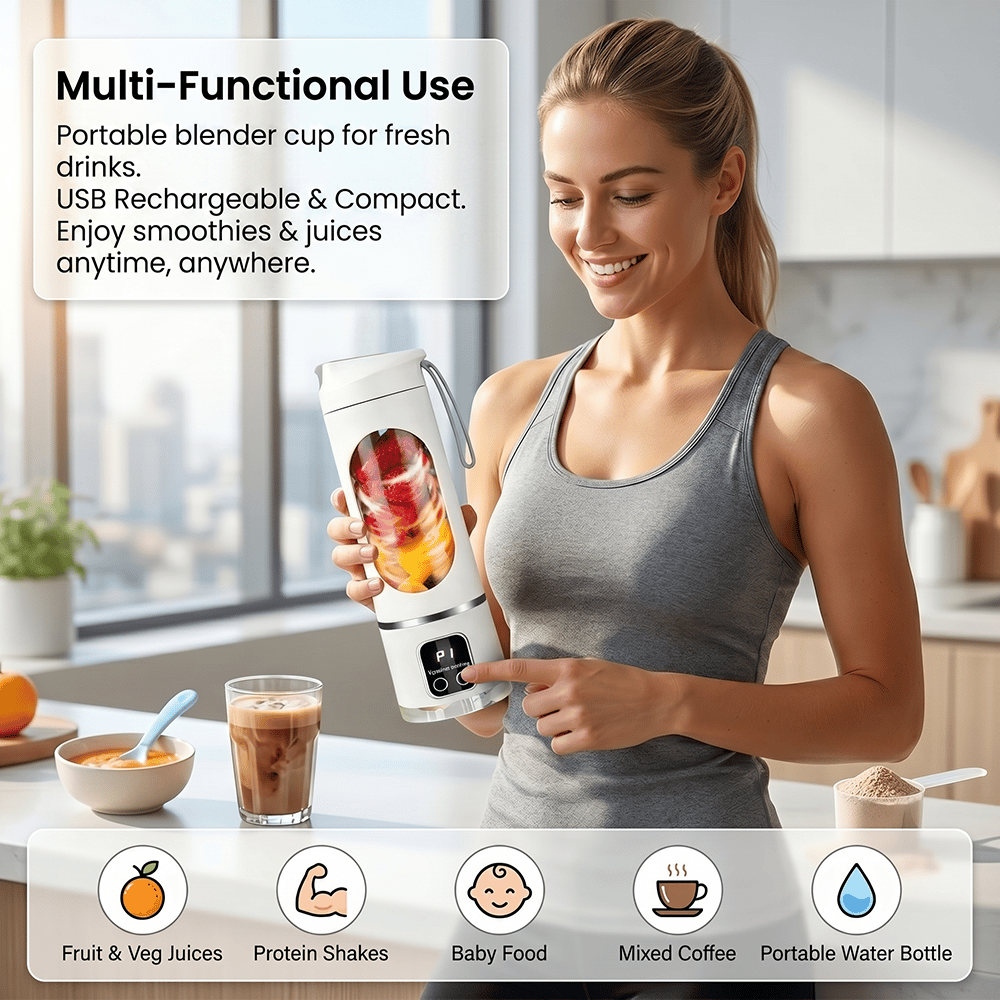 ⚡ Portable Blender Bottle – USB Rechargeable Smoothie Maker for Fresh Drinks Anytime, Anywhere 🥤