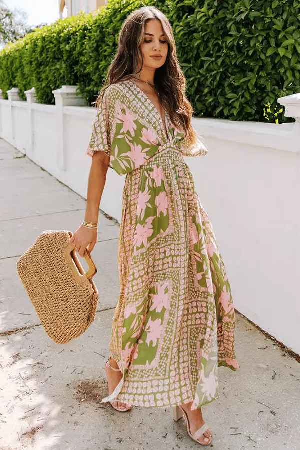 Women's Floral Print Boho Maxi Dress