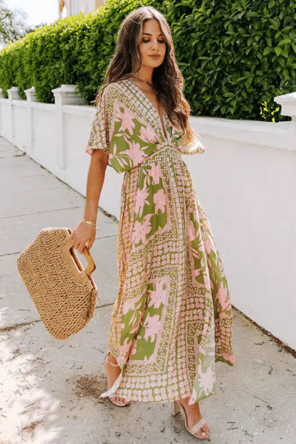 Women's Floral Print Boho Maxi Dress