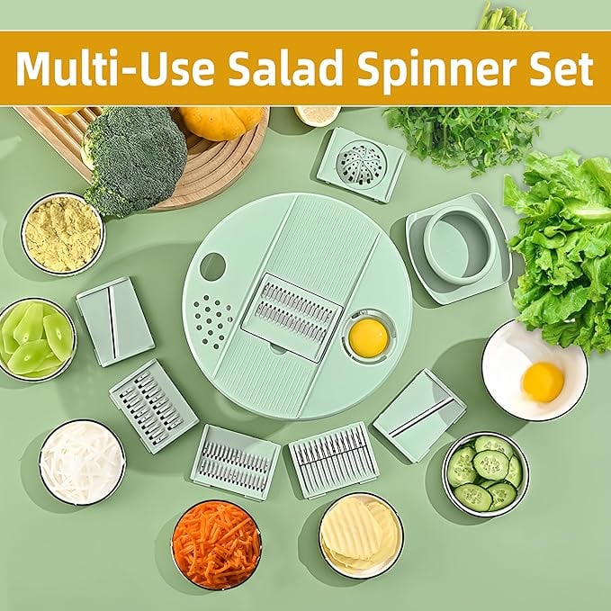 🥗 Large Capacity Salad Spinner Set with Multi-Blade Prep System