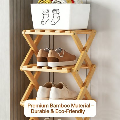 The 9-Tier No-Assembly Bamboo Rack !🌿👟
