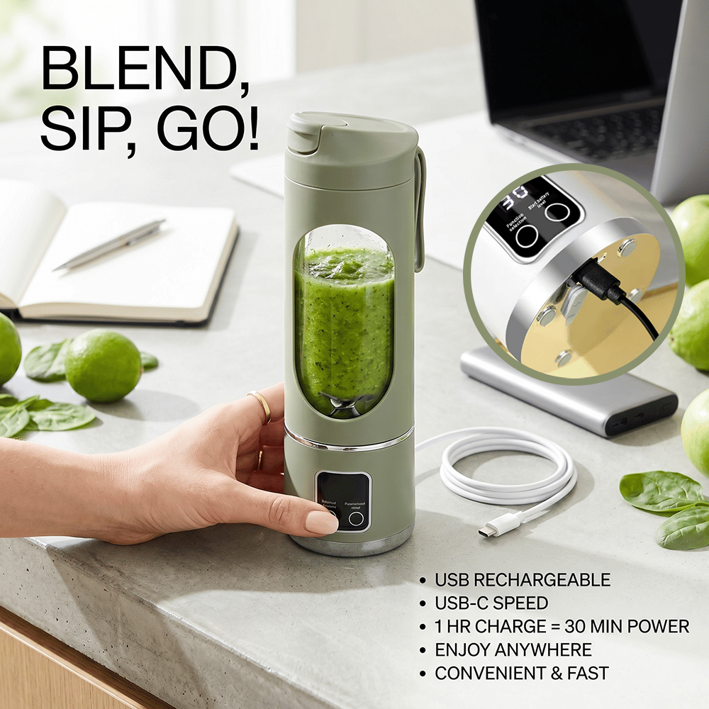 ⚡ Portable Blender Bottle – USB Rechargeable Smoothie Maker for Fresh Drinks Anytime, Anywhere 🥤