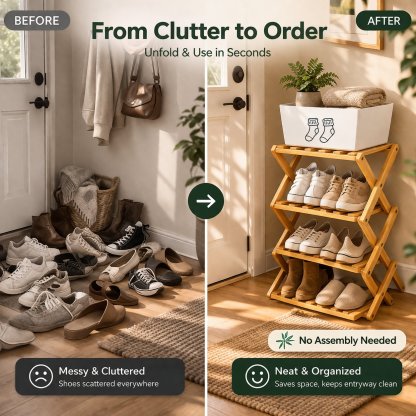 The 9-Tier No-Assembly Bamboo Rack !🌿👟