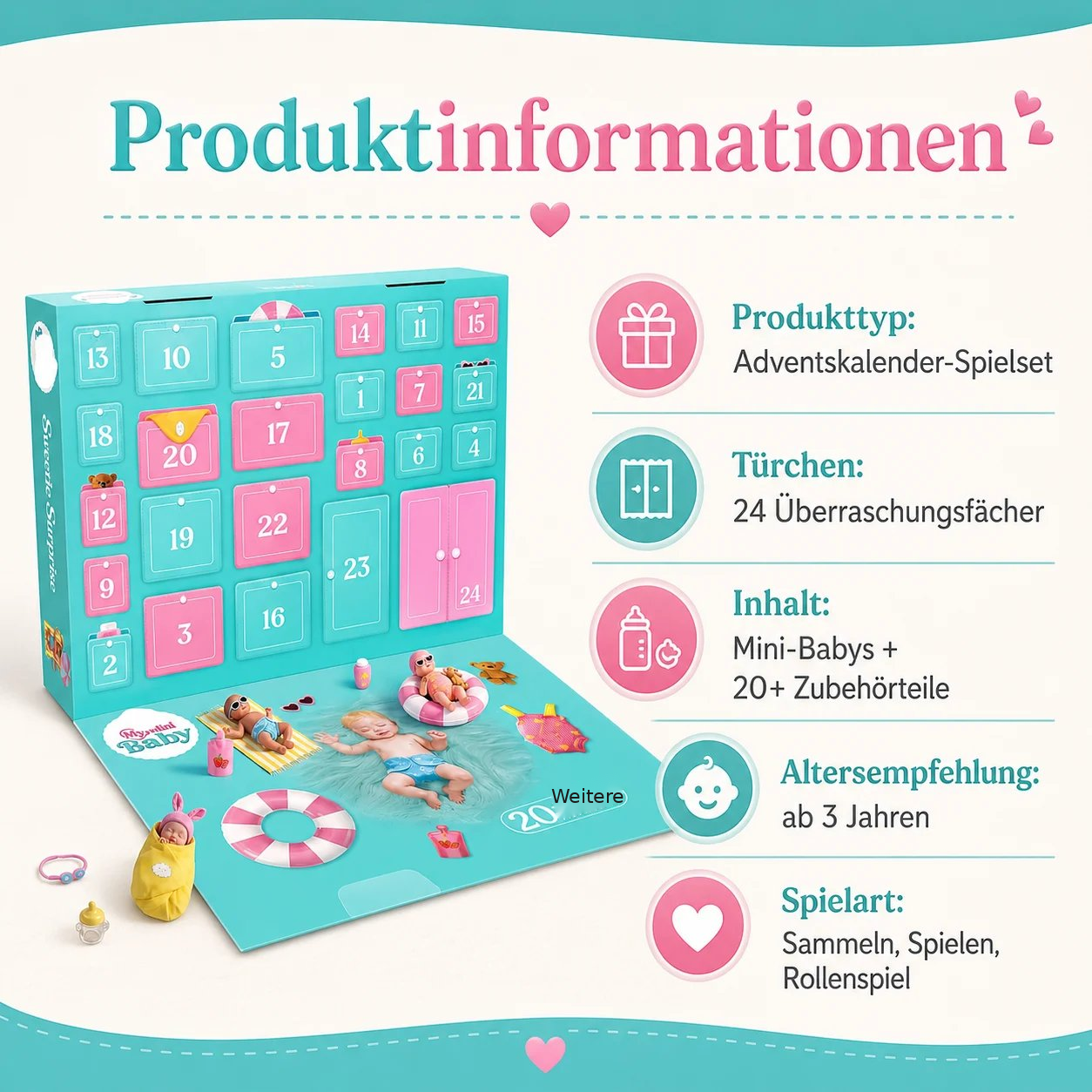 Adventskalender mit Mini-Figuren und Zubehör