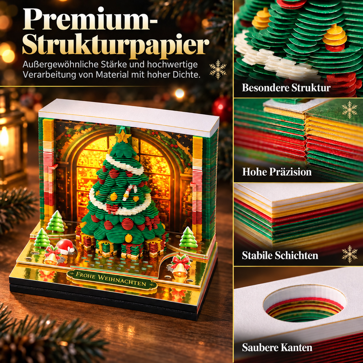 Beleuchteter 3D-Weihnachtskalender aus Papier