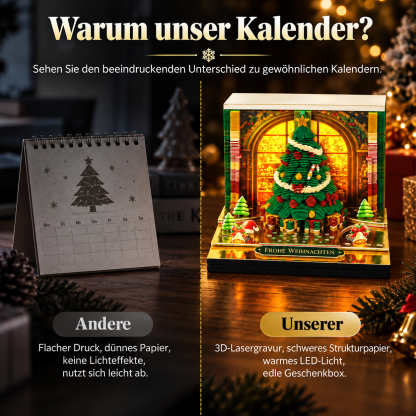 Beleuchteter 3D-Weihnachtskalender aus Papier