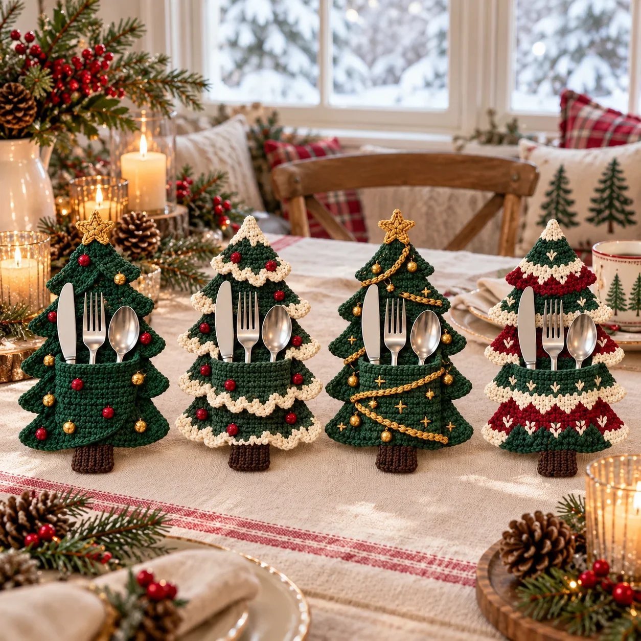 Weihnachtsbaum-Besteckhalter – DIY-Häkelset