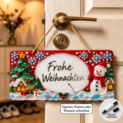 DIY-Weihnachtsschild mit dekorativen Glasstücken