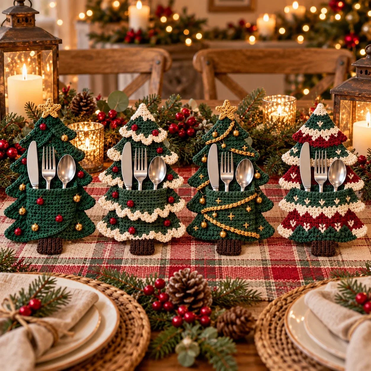 Weihnachtsbaum-Besteckhalter – DIY-Häkelset