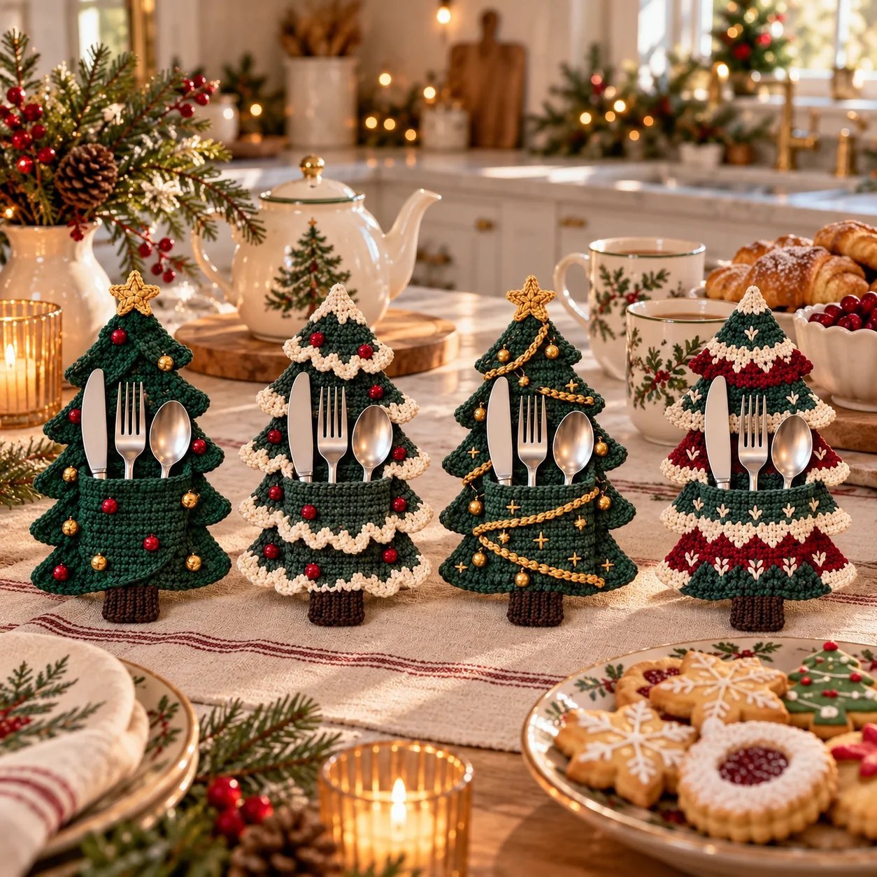 Weihnachtsbaum-Besteckhalter – DIY-Häkelset
