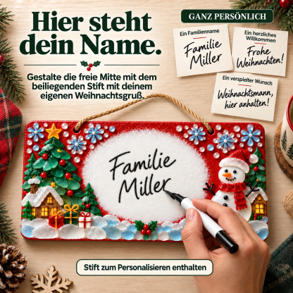 DIY-Weihnachtsschild mit dekorativen Glasstücken