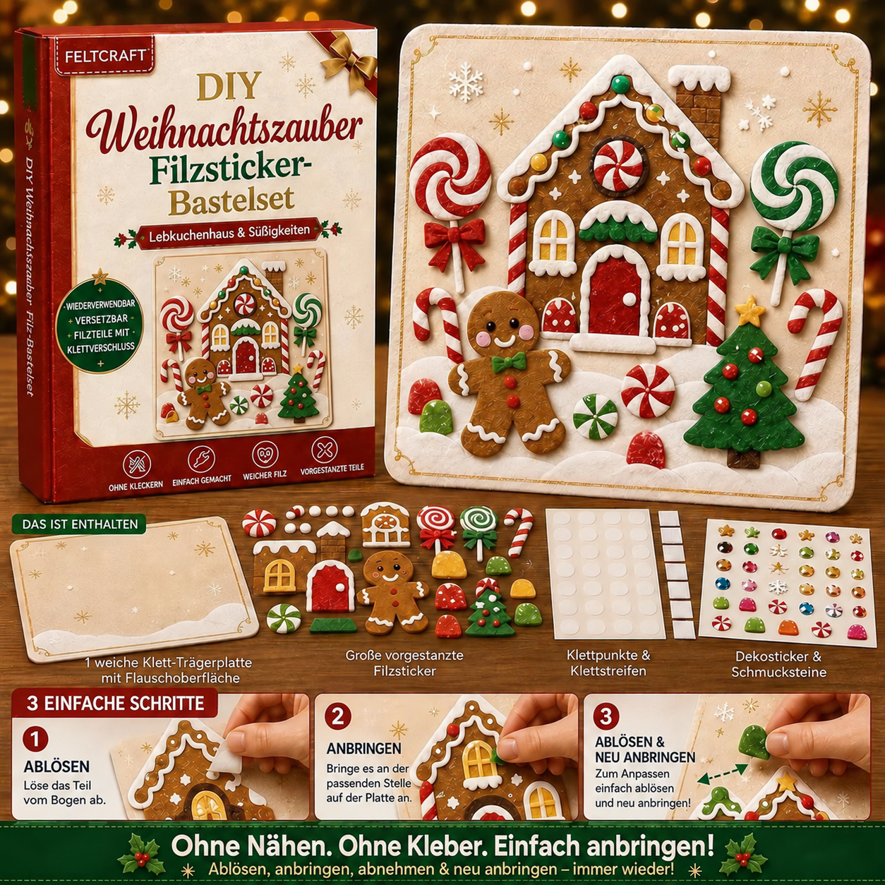 Lebkuchenhaus – Filz-Bastelset