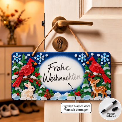 DIY-Weihnachtsschild mit dekorativen Glasstücken