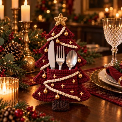 Weihnachtsbaum-Besteckhalter – DIY-Häkelset