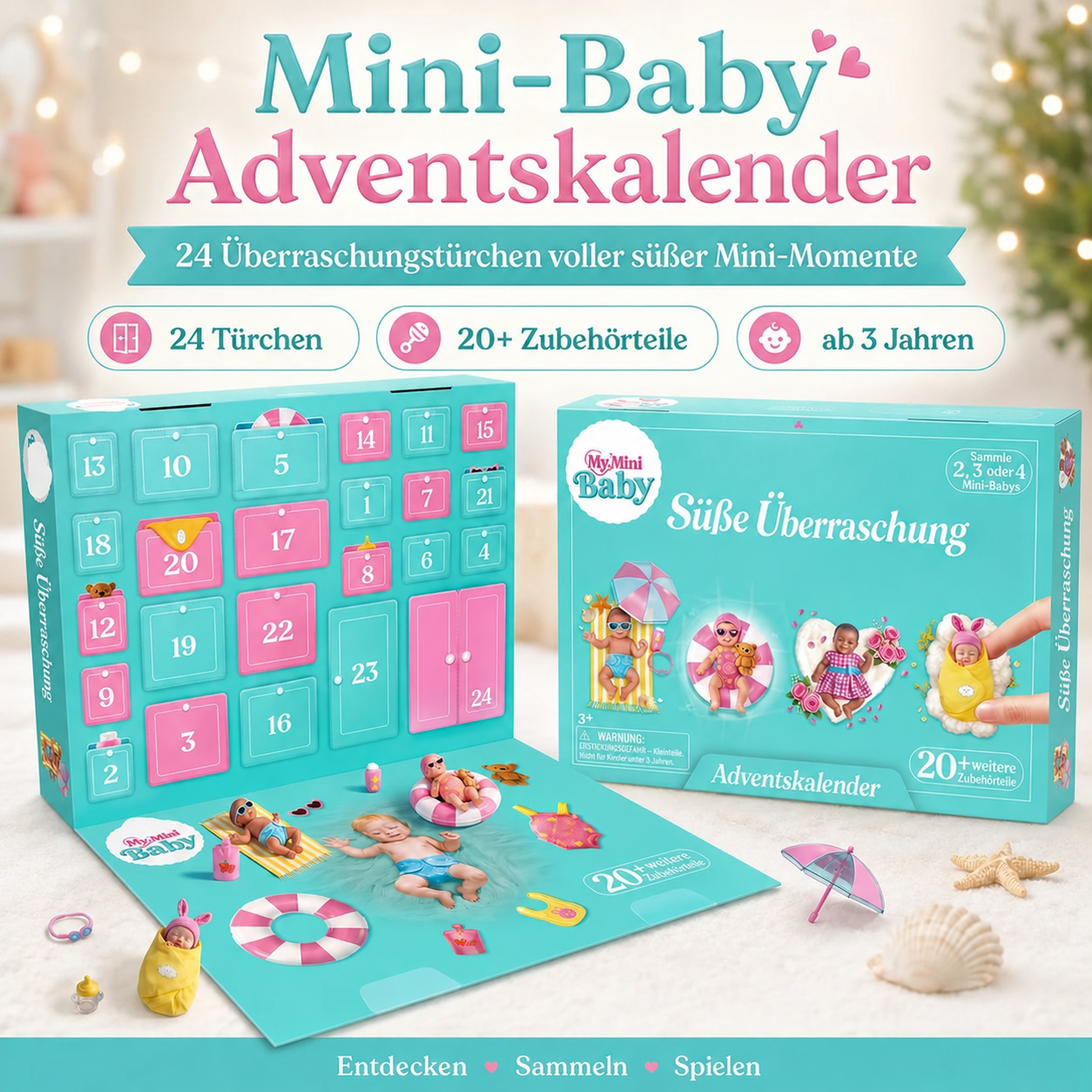 Adventskalender mit Mini-Figuren und Zubehör