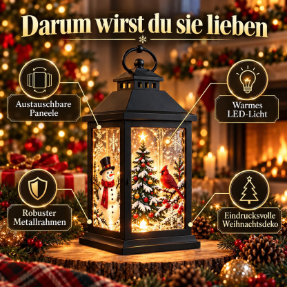 Leuchtende Dekolaterne mit austauschbaren Motiven