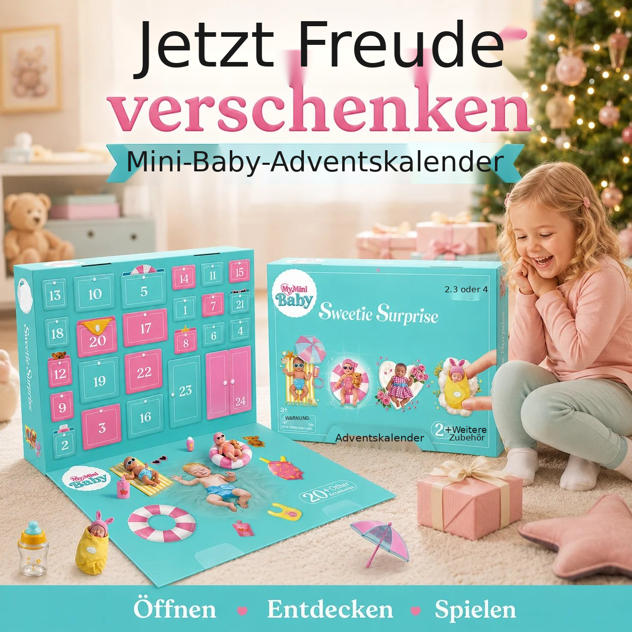 Adventskalender mit Mini-Figuren und Zubehör