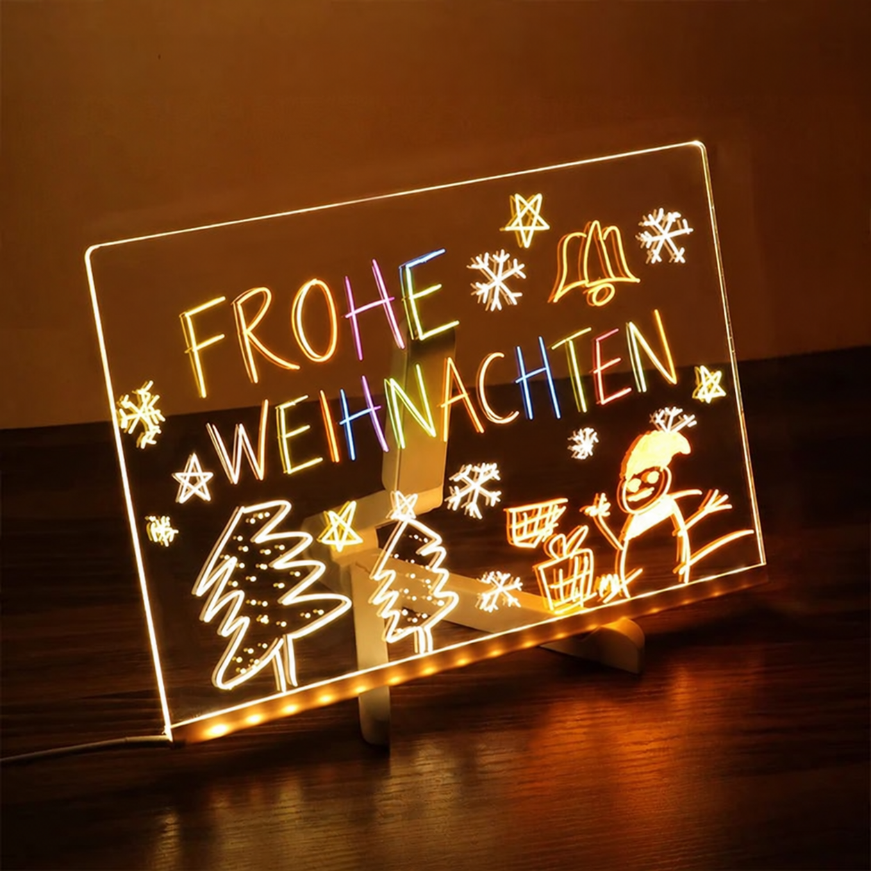 LED-Schreibtafel mit bunten Stiften