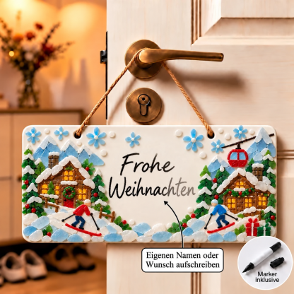 DIY-Weihnachtsschild mit dekorativen Glasstücken