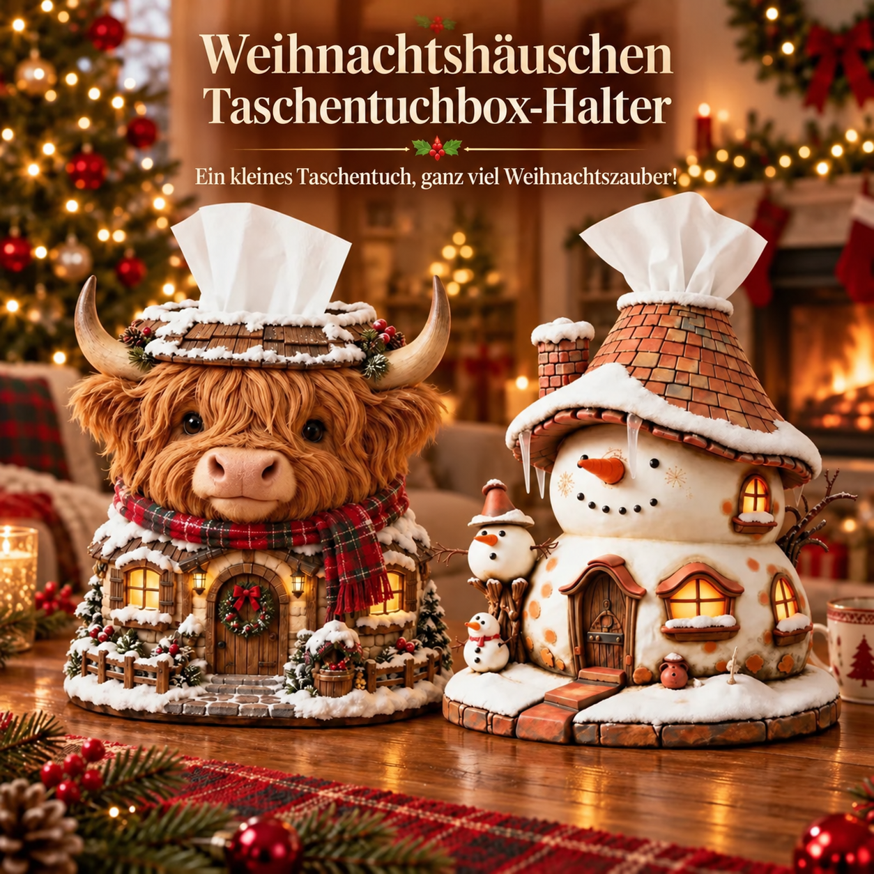 Weihnachtliches Häuschen als Taschentuchhalter