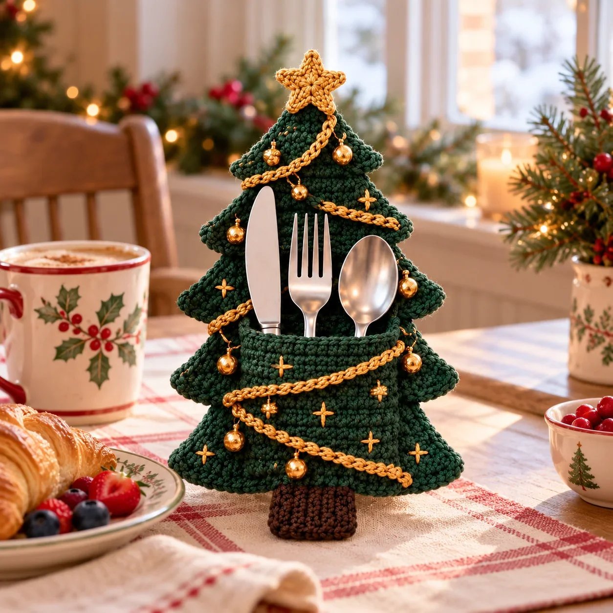 Weihnachtsbaum-Besteckhalter – DIY-Häkelset