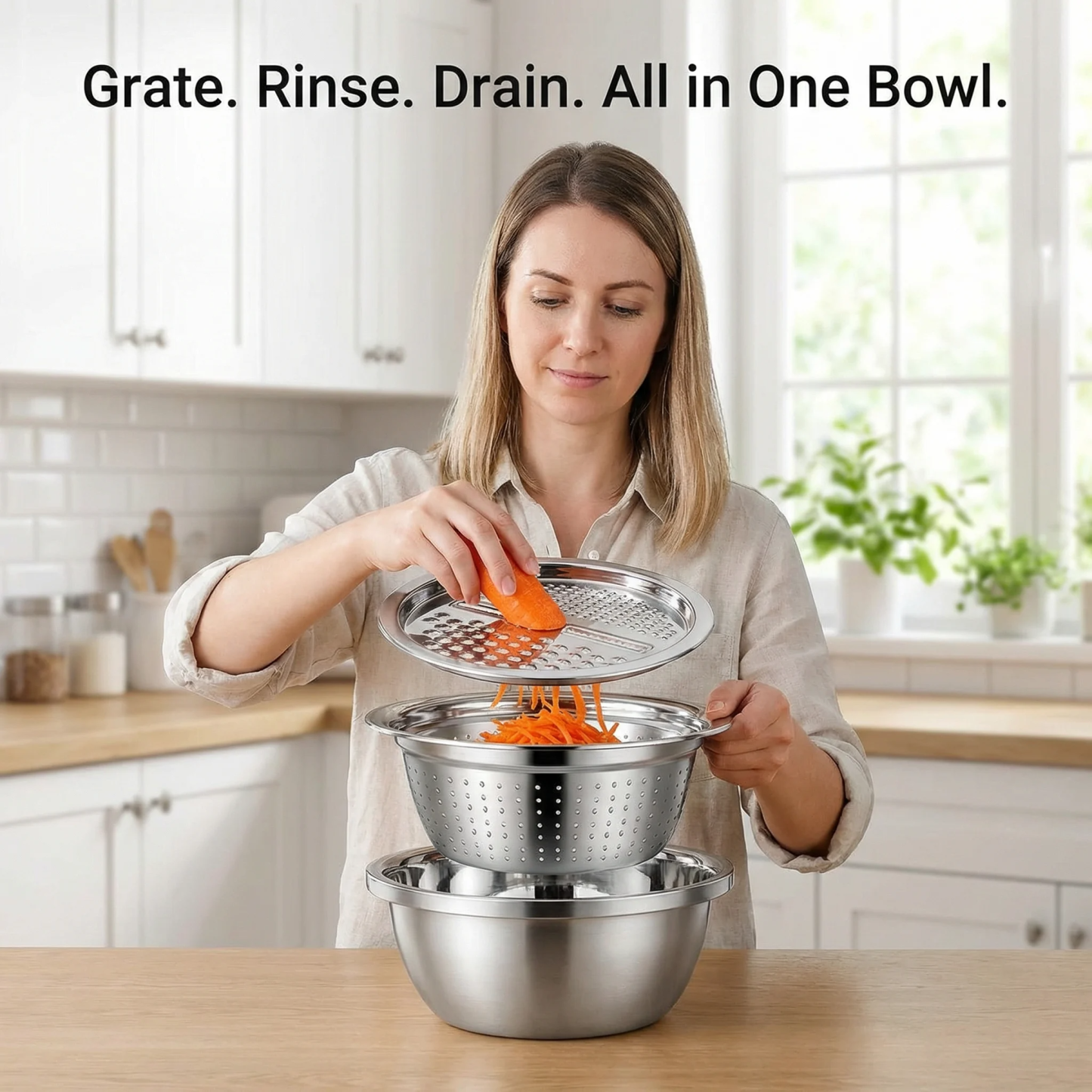 Stainless Steel Grater with Drain Basket🥕🥗