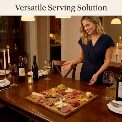 🧀 Wooden Puzzle Charcuterie Board Set with Handles