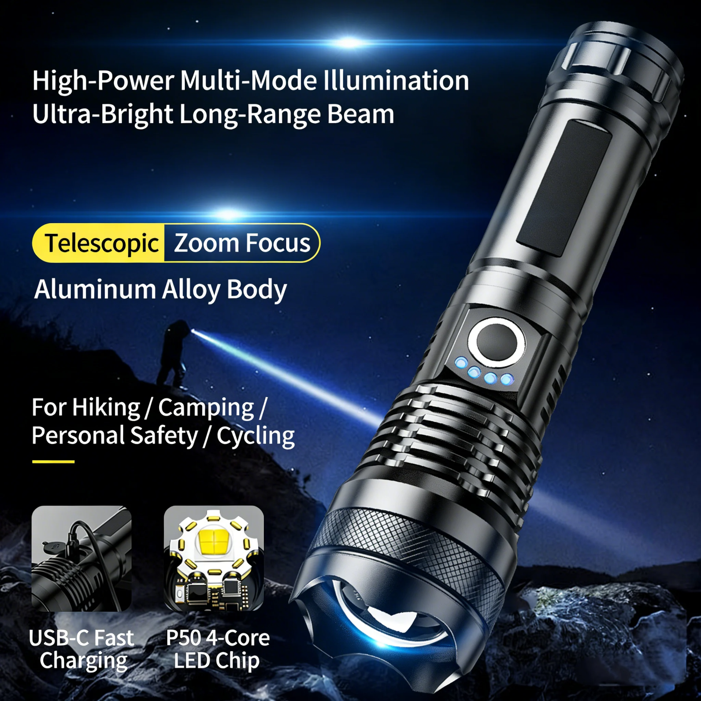 ✨Rechargeable LED Flashlight - High Lumen, Waterproof, Ultra Bright Flashlight for Emergencies