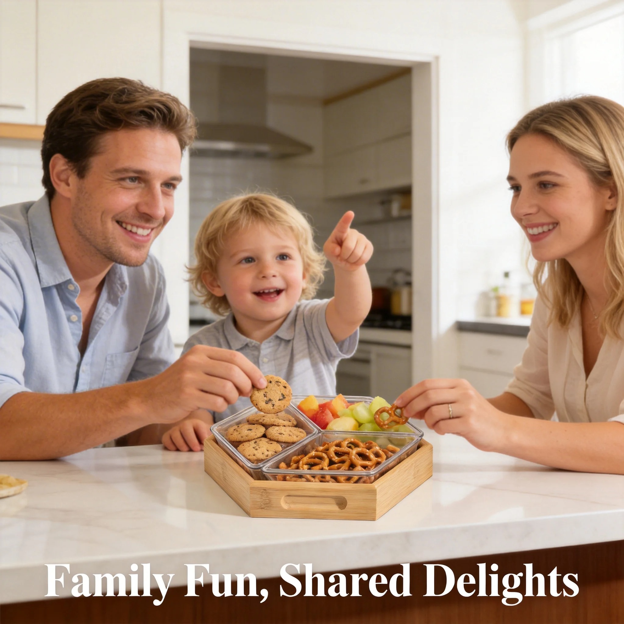 🍪 Square Snack Jar Set with Lids & Wooden Tray