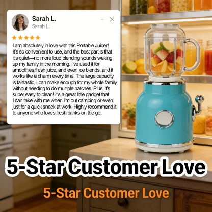 Portable Juicer with Two Cups & Small Ice Blender – Large Capacity, Easy to Clean, Perfect for Campsite Blending 🍹