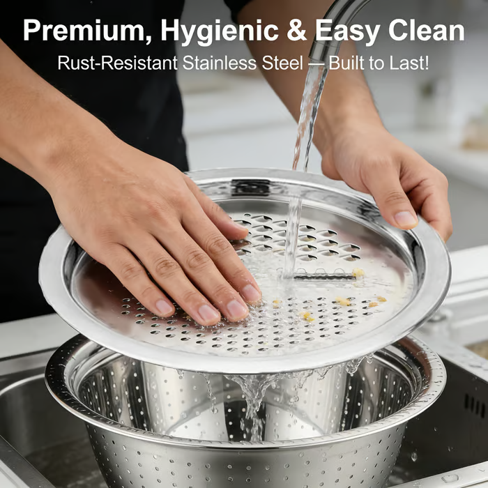 🍴 German Quality 3-in-1 Stainless Steel Grater Bowl