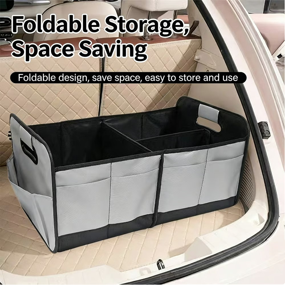 🚗Trunk Organizer for Car – Heavy Duty Foldable Car Storage with Multi Compartments