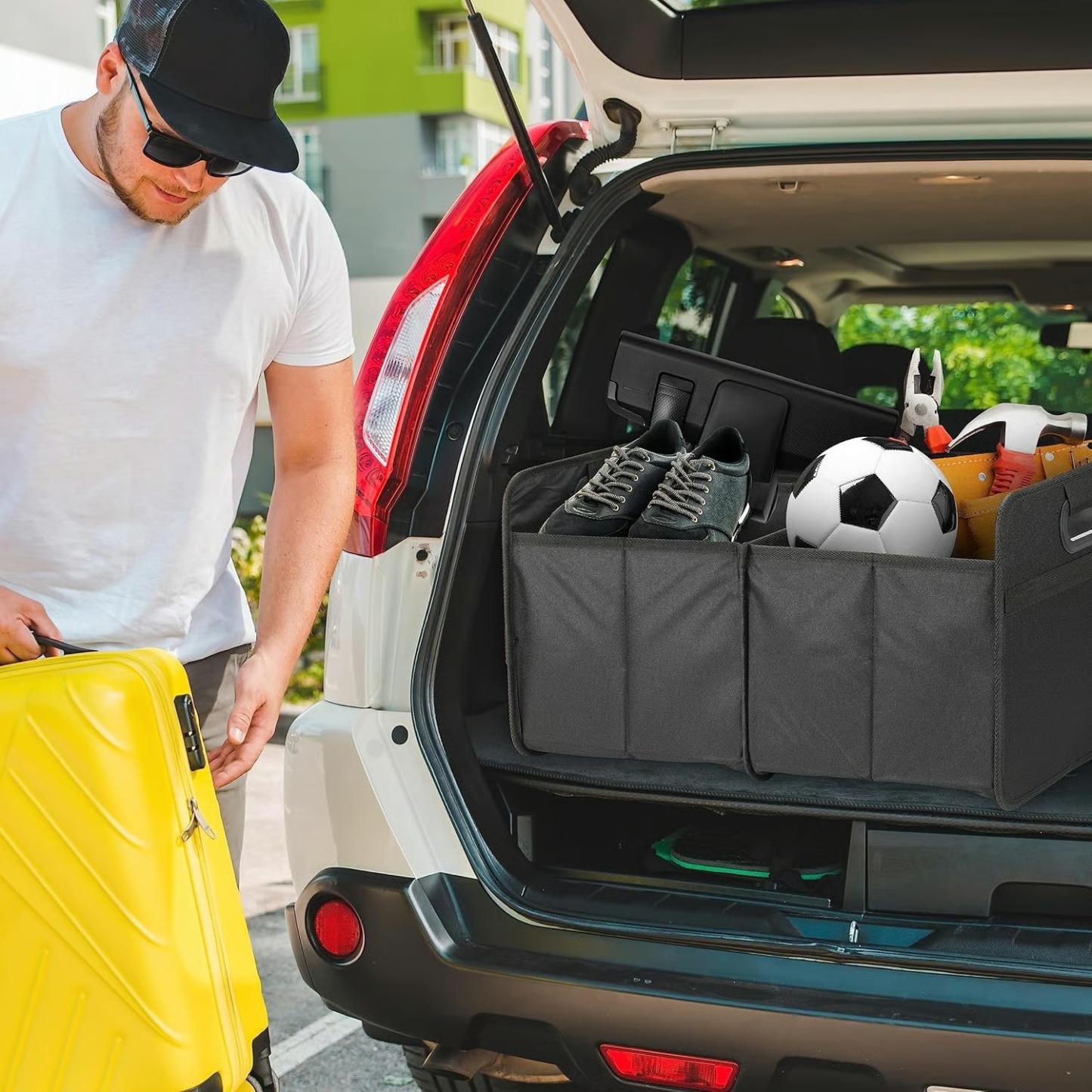 🚗Trunk Organizer for Car – Heavy Duty Foldable Car Storage with Multi Compartments
