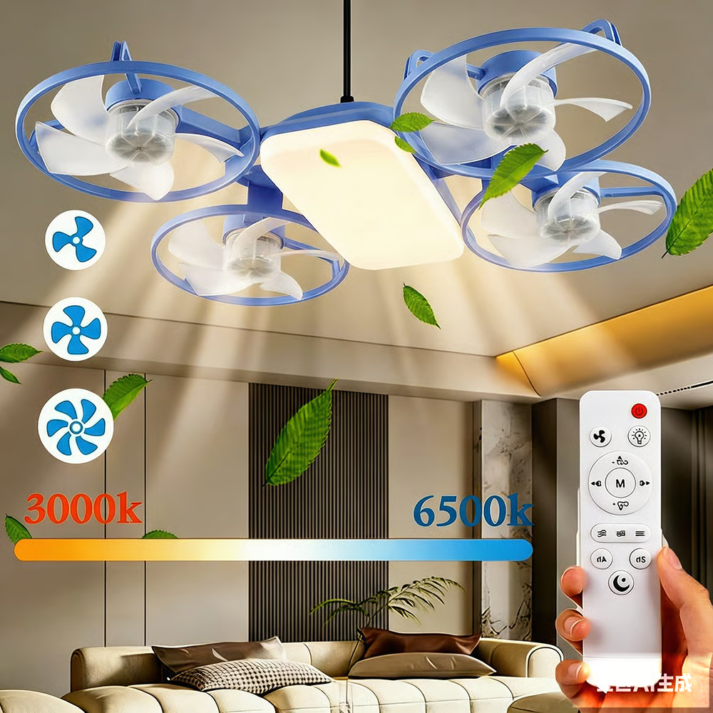 ✨ Drone-Style LED Ceiling Fan Light – Modern Lighting & Airflow in One