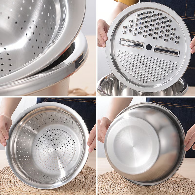 🍴 German Quality 3-in-1 Stainless Steel Grater Bowl
