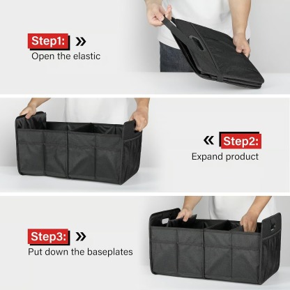 🚗Trunk Organizer for Car – Heavy Duty Foldable Car Storage with Multi Compartments