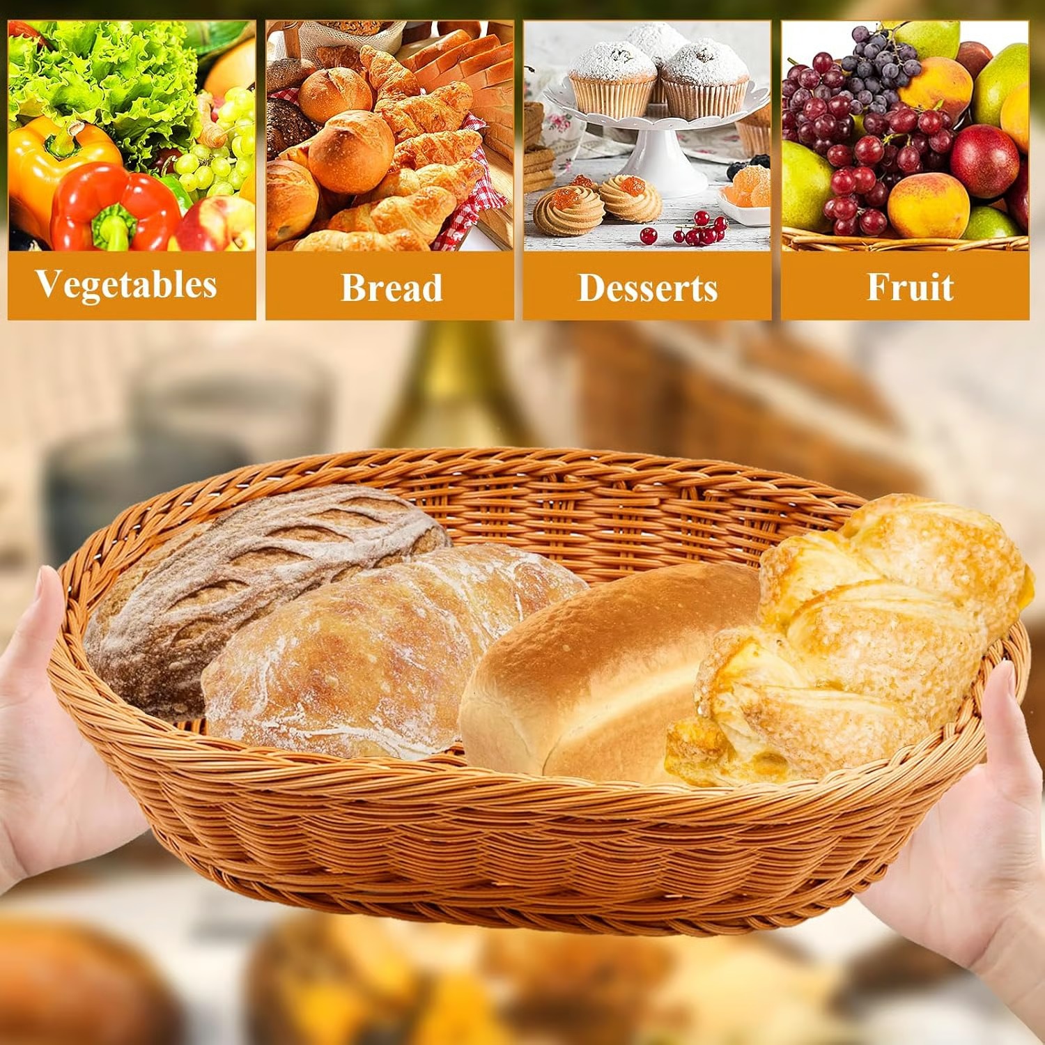🧺 Woven Food Preservation Basket with Clear Lid