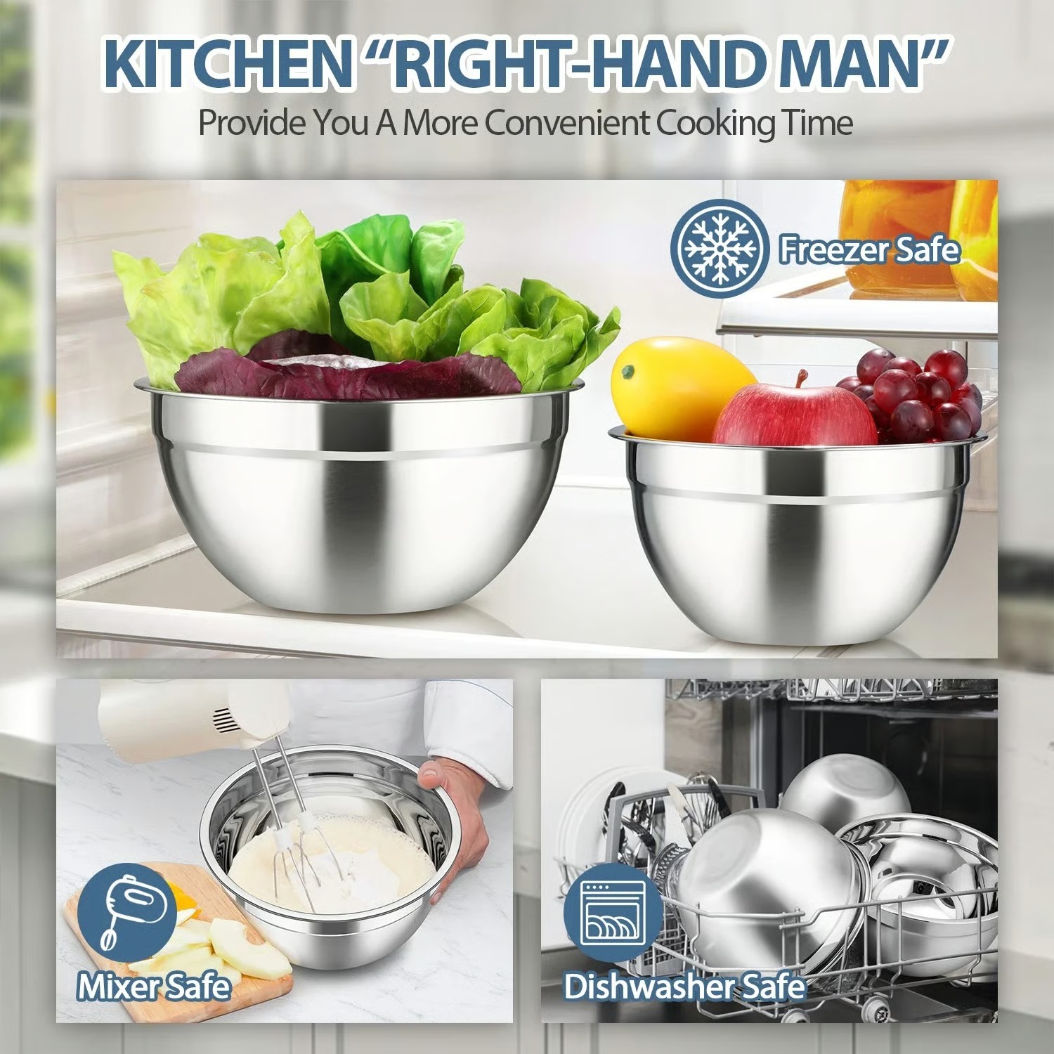 Everyday Stainless Steel Mixing Bowl Set with Airtight Lids