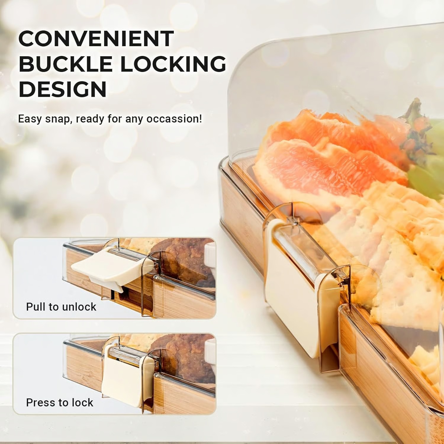 Elegant Bamboo Serving Board with Secure Travel Lid