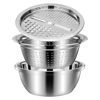 🍴 German Quality 3-in-1 Stainless Steel Grater Bowl